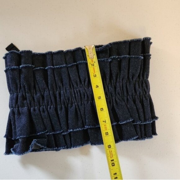 Muveil Japan Designer Denim Ruffle Corset Belt New NWT Lagenlook Minimalist S/M main image 6